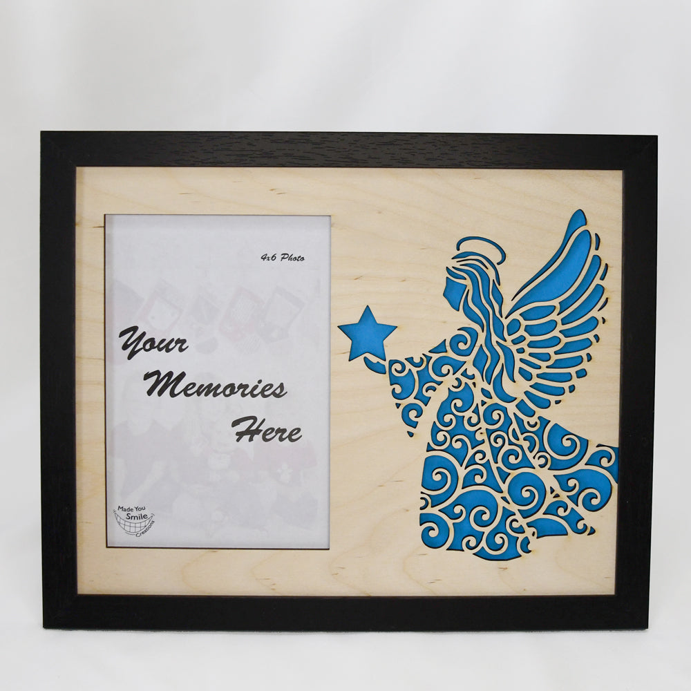 Angel Wood Art 8x10 Framed Photo Mat - Your memories framed in heavenly light
