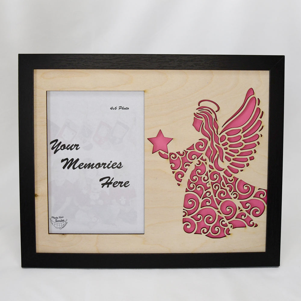 Angel Wood Art 8x10 Framed Photo Mat - Your memories framed in heavenly light
