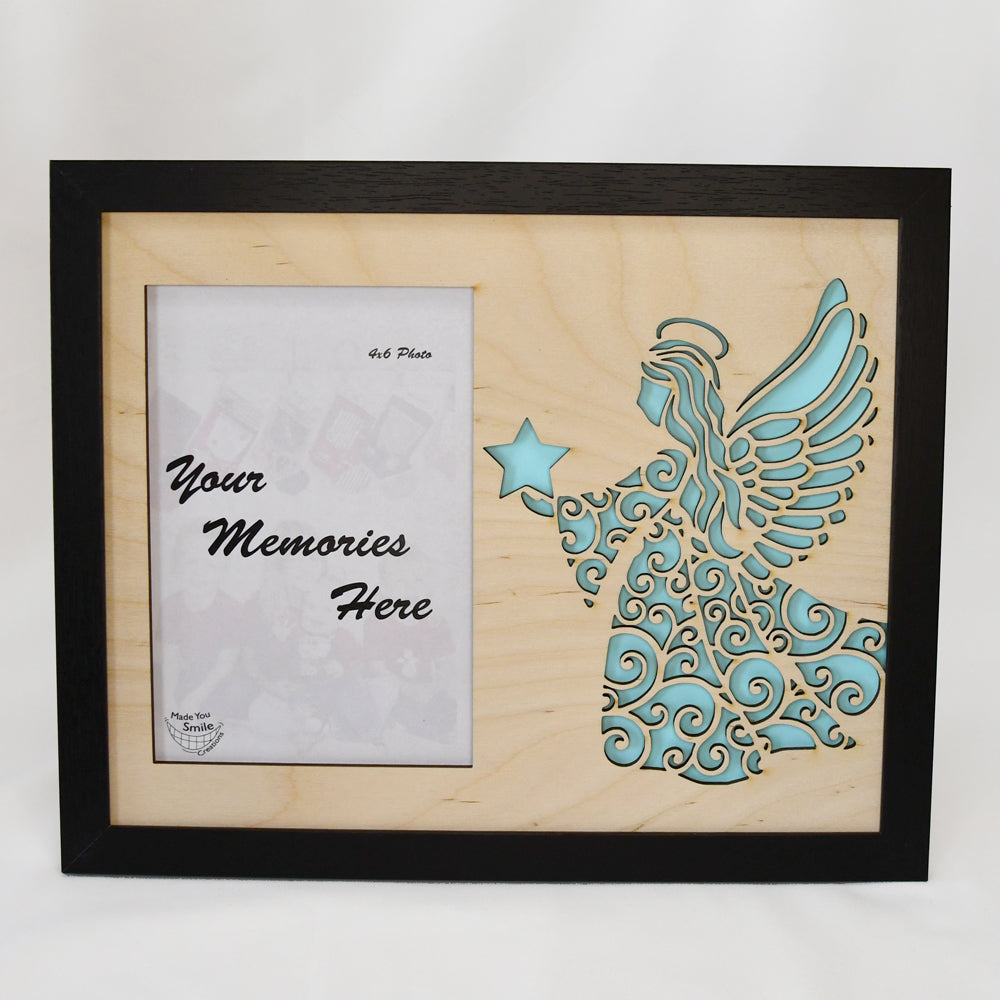 Angel Wood Art 8x10 Framed Photo Mat - Your memories framed in heavenly light