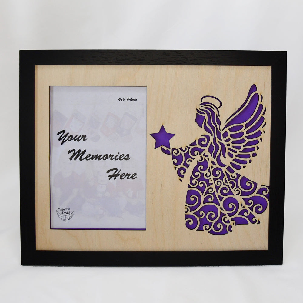 Angel Wood Art 8x10 Framed Photo Mat - Your memories framed in heavenly light