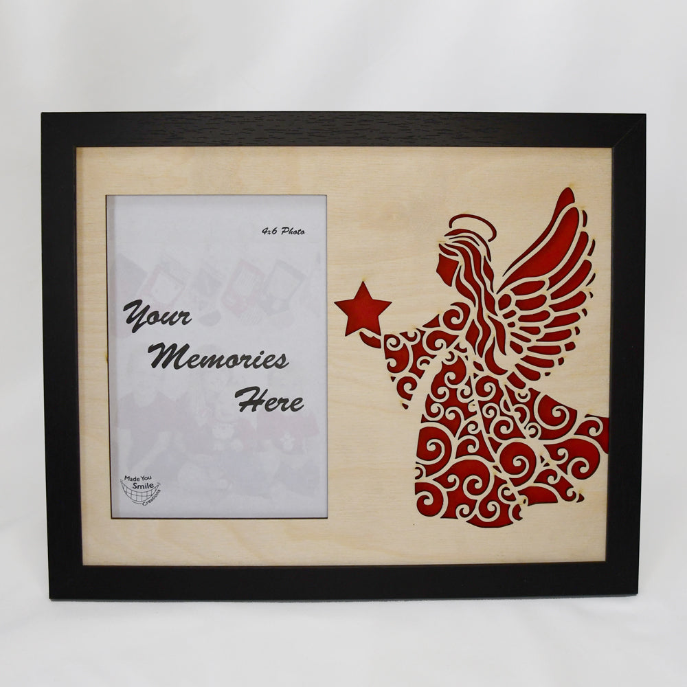 Angel Wood Art 8x10 Framed Photo Mat - Your memories framed in heavenly light