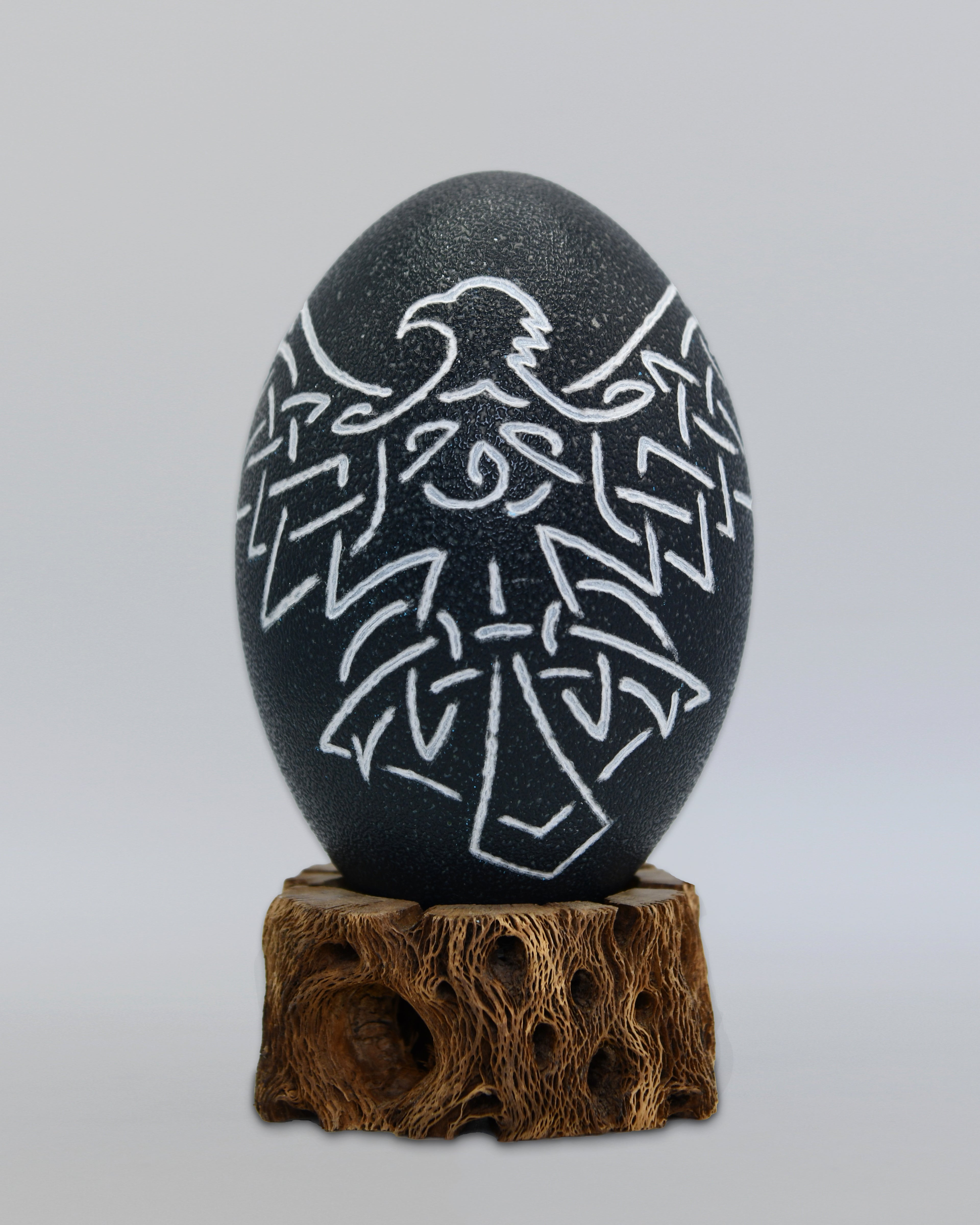 "Eternal Wing" - Celtic Eagle Hand Carved Emu Egg