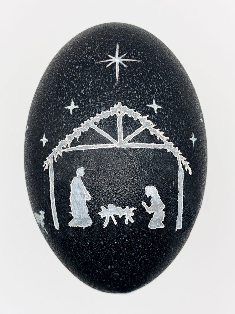 "The Light in the Manger" - Nativity Scene Hand Carved Emu Egg
