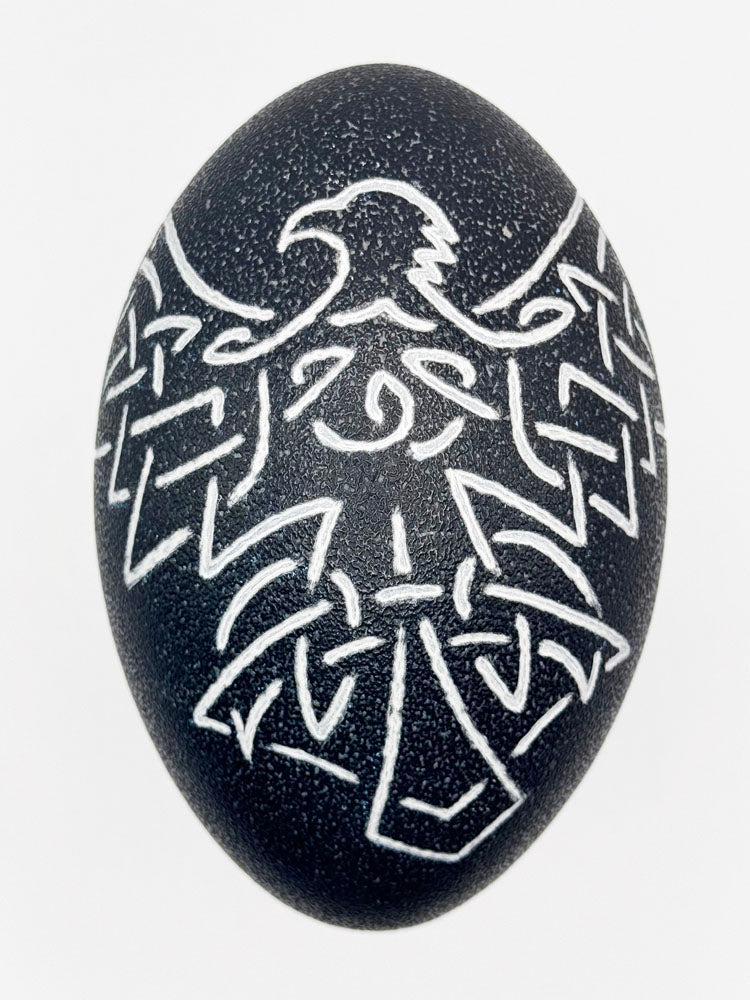 "Eternal Wing" - Celtic Eagle Hand Carved Emu Egg