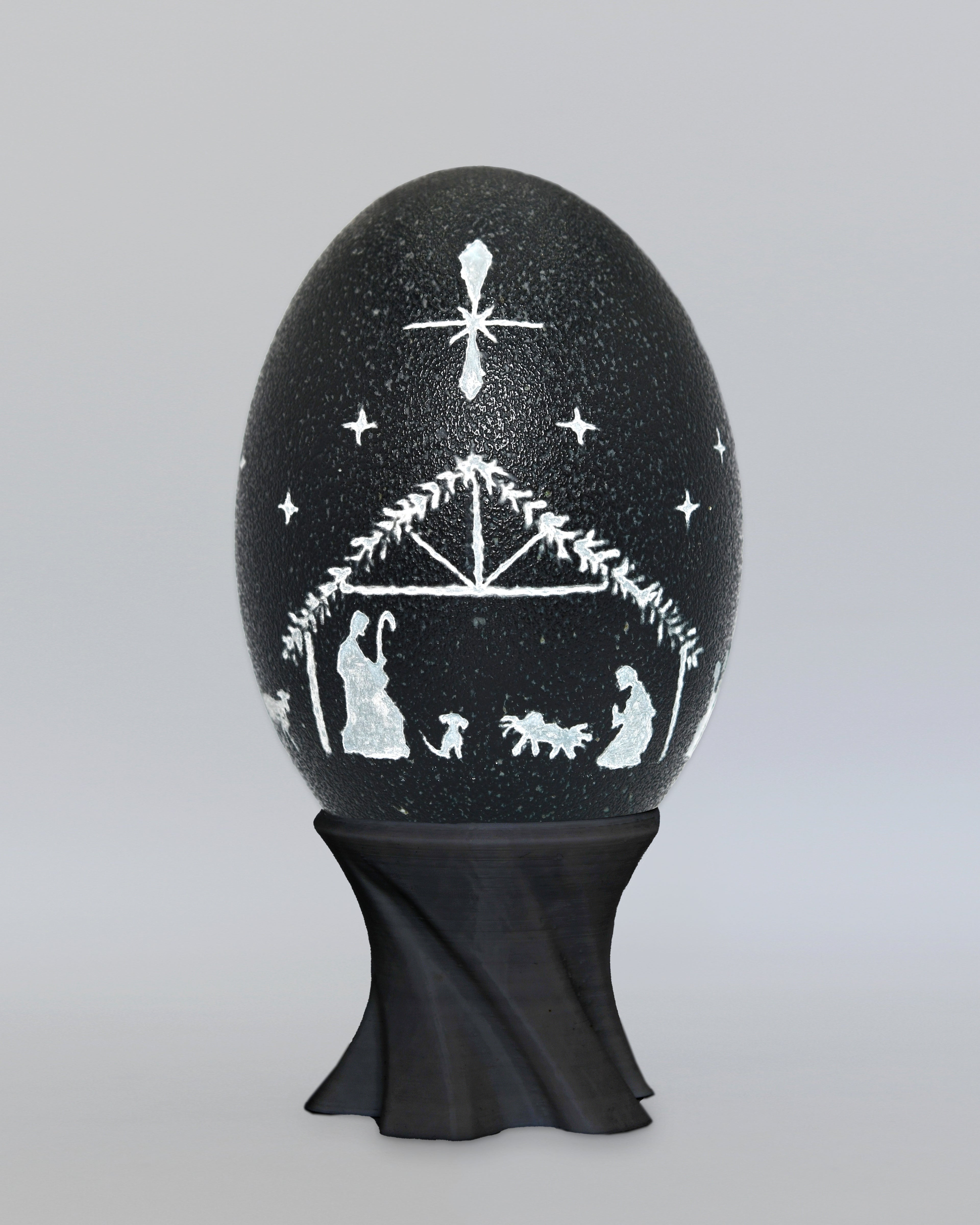 "The Light in the Manger" - Nativity Scene Hand Carved Emu Egg
