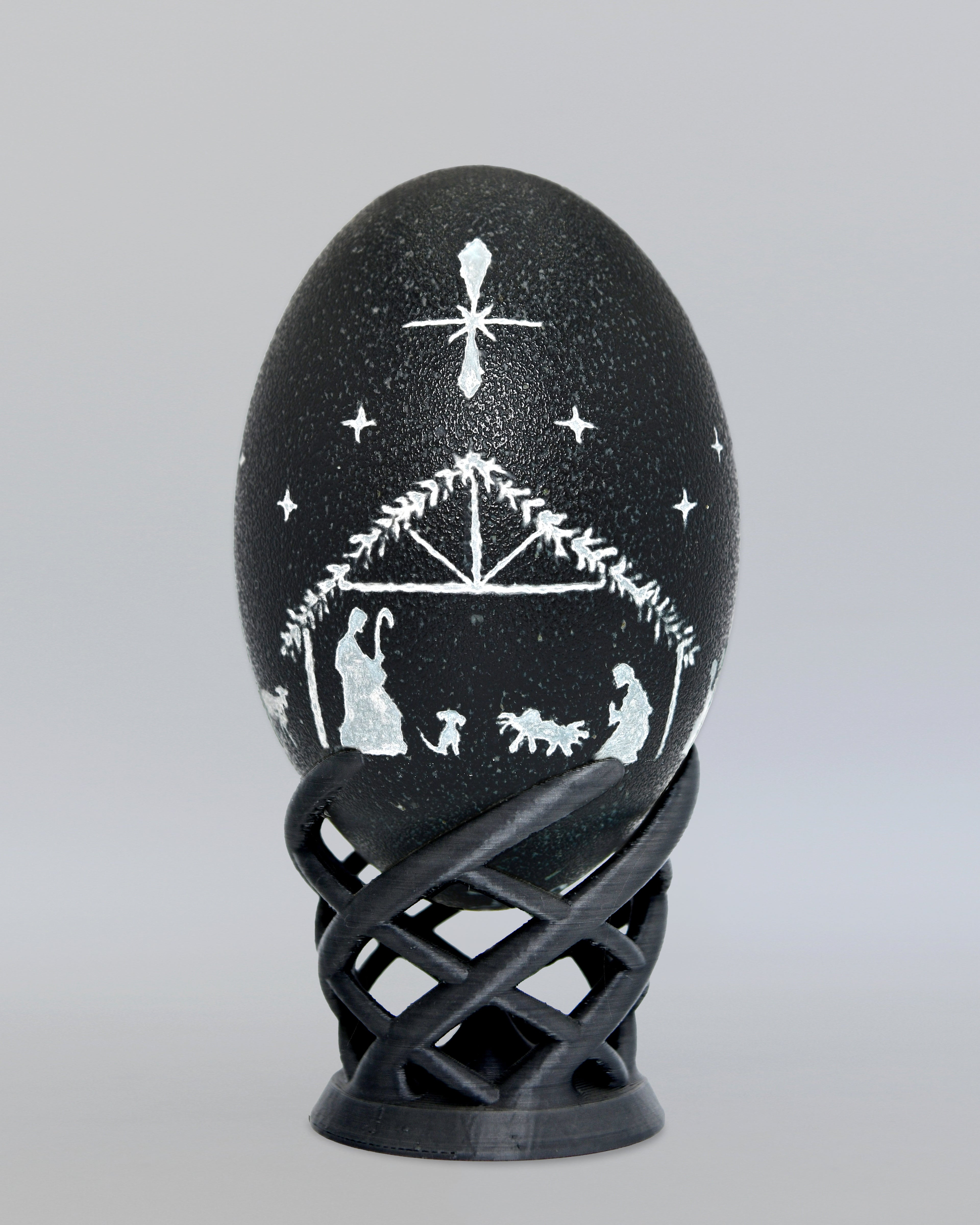 "The Light in the Manger" - Nativity Scene Hand Carved Emu Egg