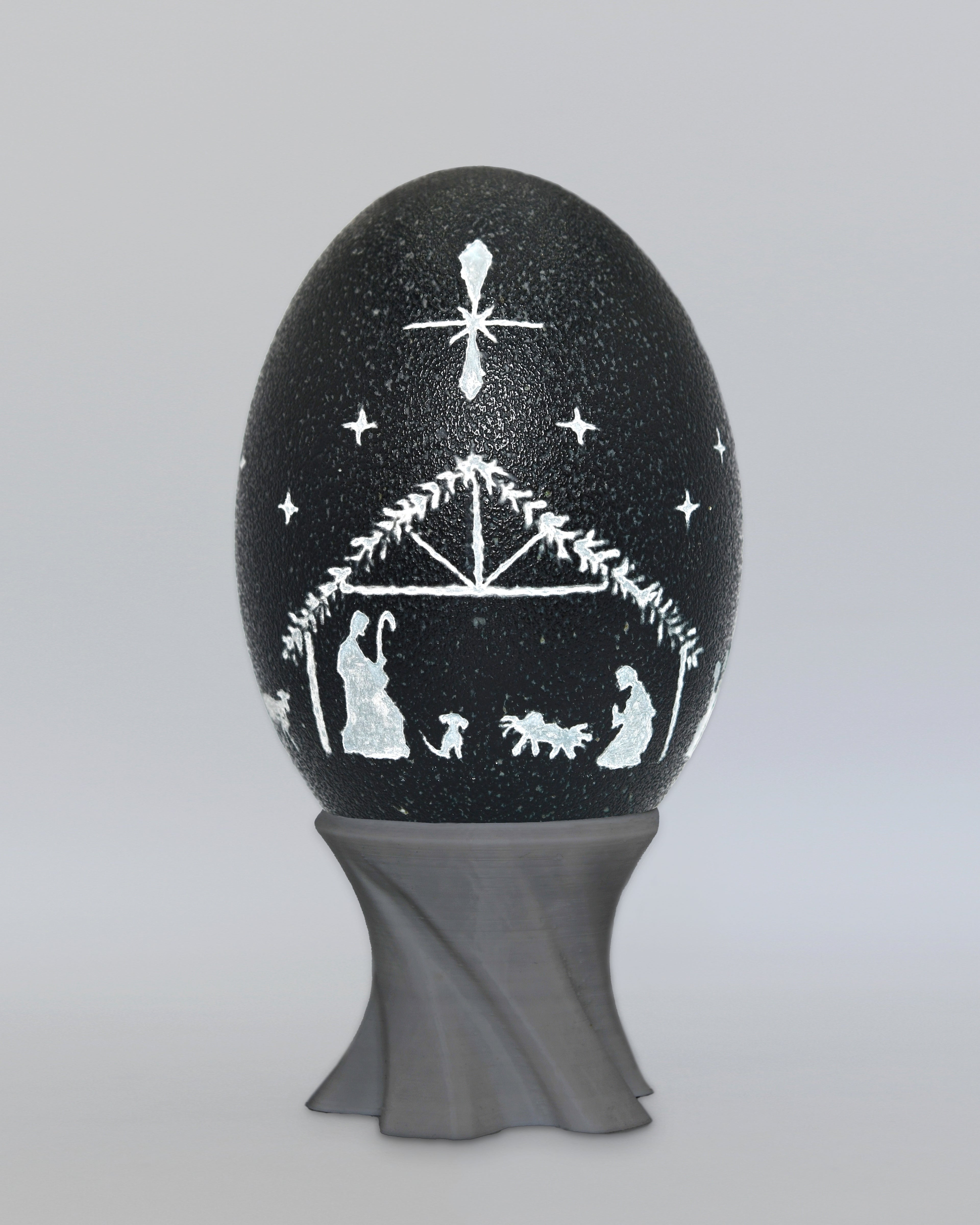 "The Light in the Manger" - Nativity Scene Hand Carved Emu Egg