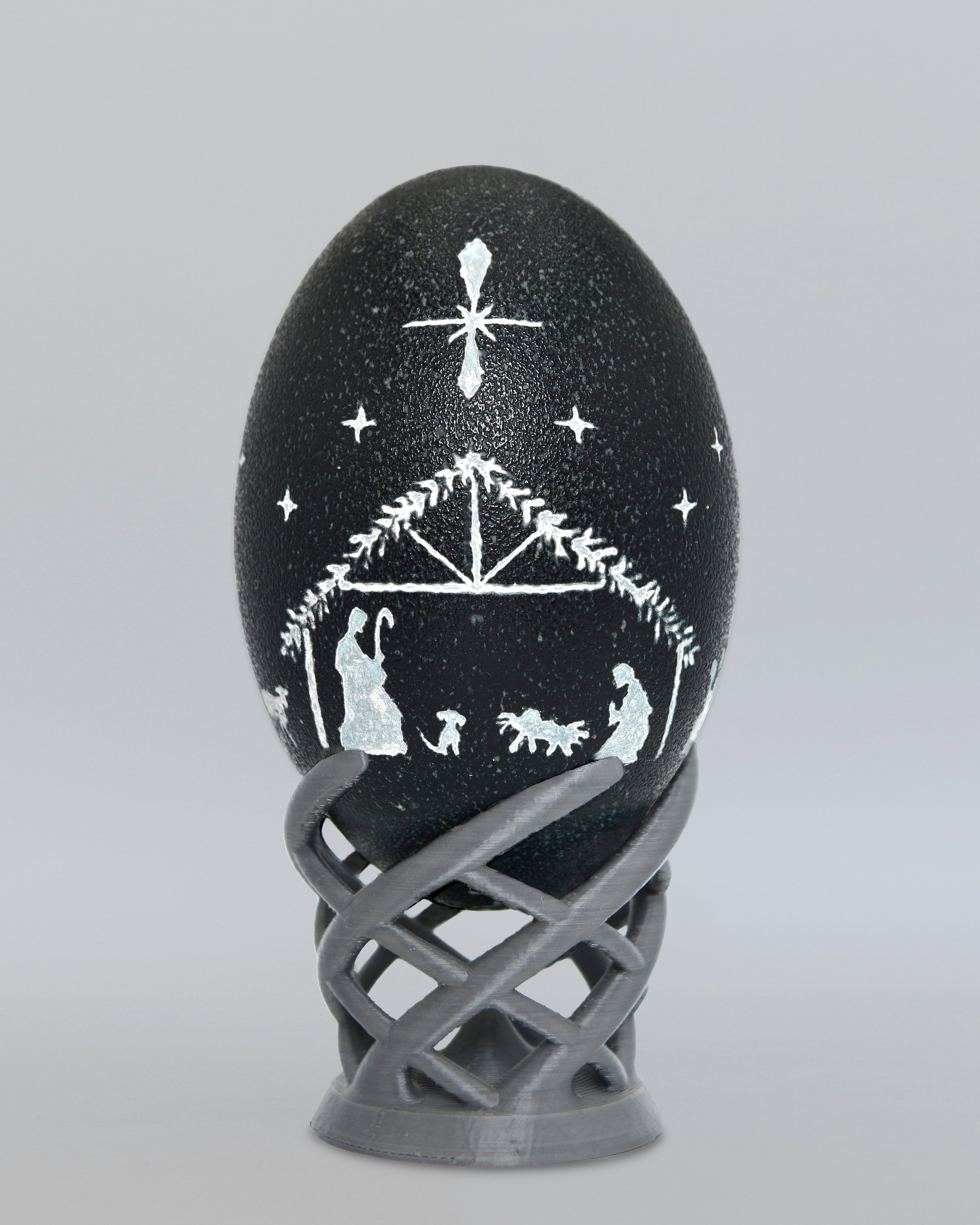 "The Light in the Manger" - Nativity Scene Hand Carved Emu Egg