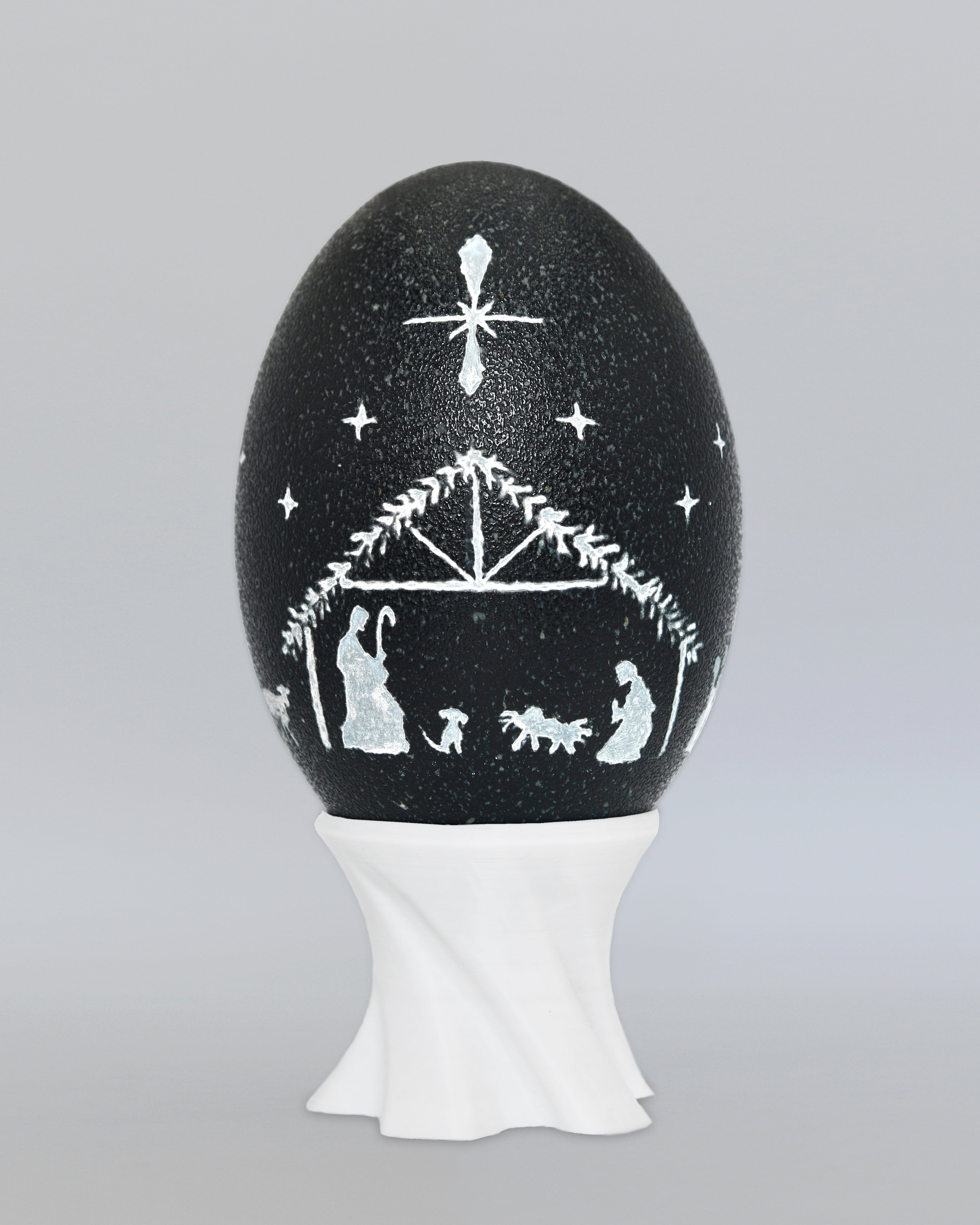 "The Light in the Manger" - Nativity Scene Hand Carved Emu Egg