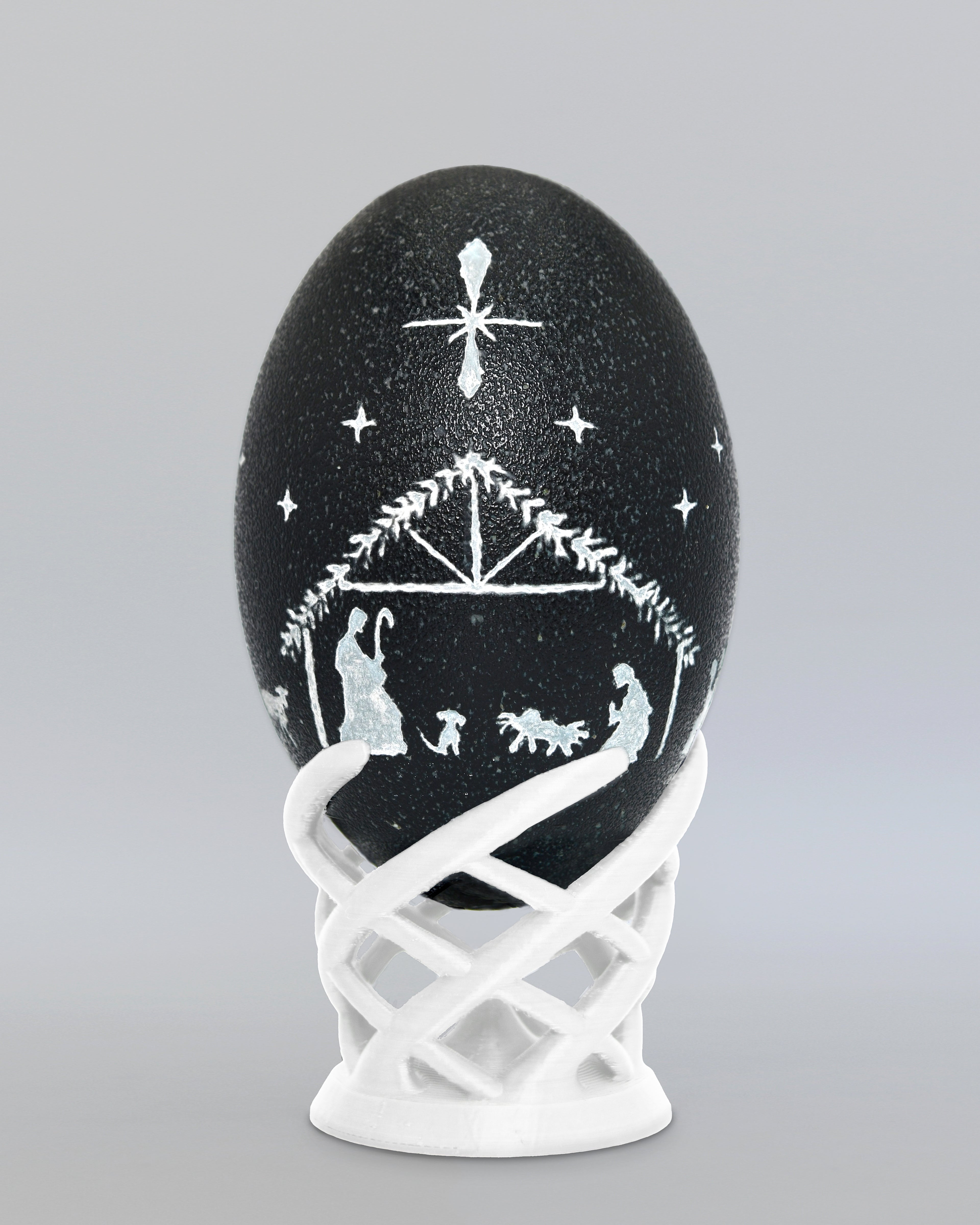 "The Light in the Manger" - Nativity Scene Hand Carved Emu Egg
